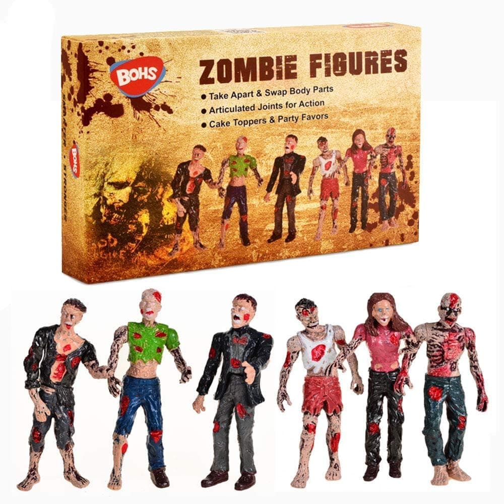 BOHS Zombie Dolls Action Figures Toys - Gift Package - Movable Joints- 6 Pack- 4 Inches