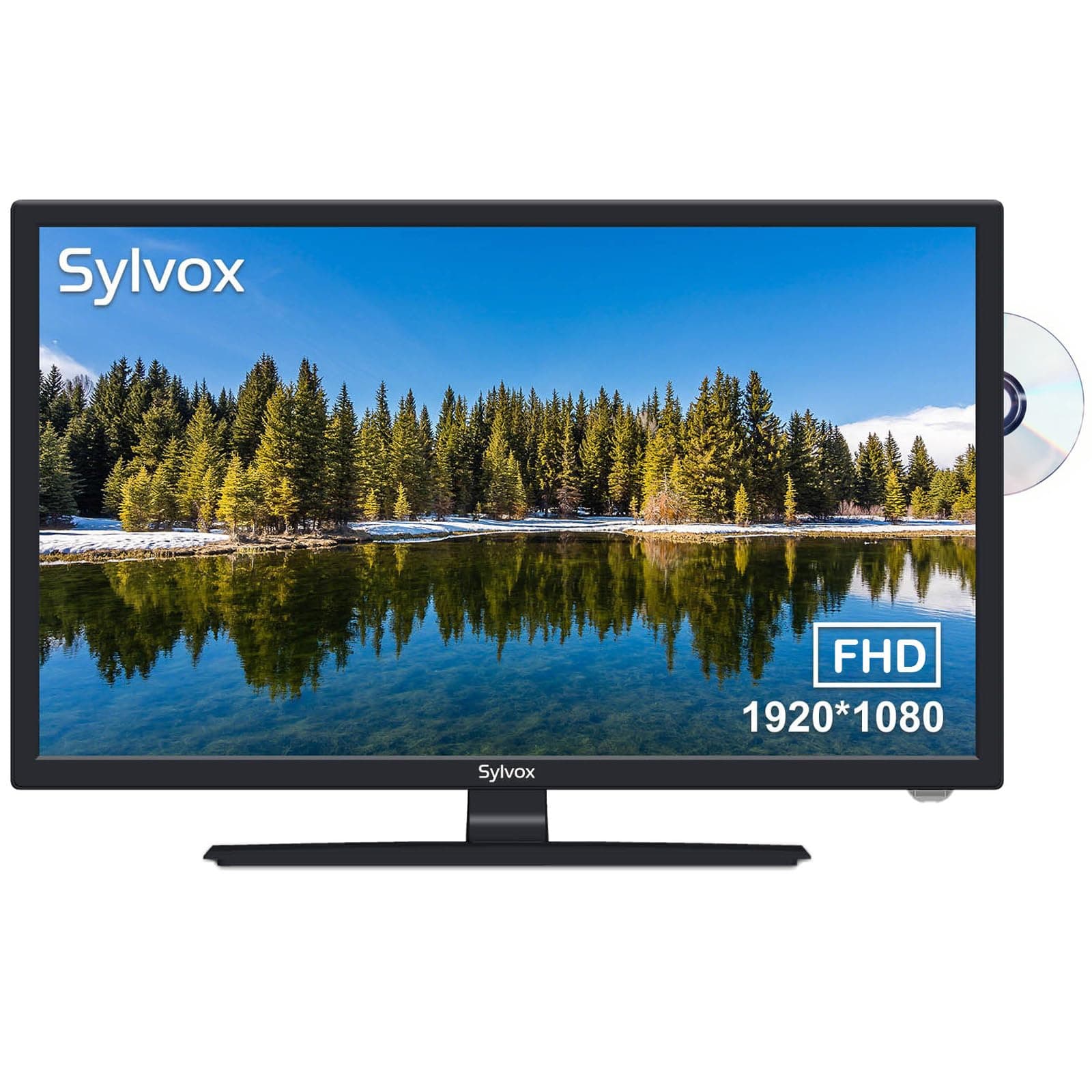 SYLVOX 27 Inch TV 12/24 Volt TV Full HD RV TV,1080P, Built-in Digital Video Disc Player and FM Radio, for Home, RV Camper and Mobile Use, Black