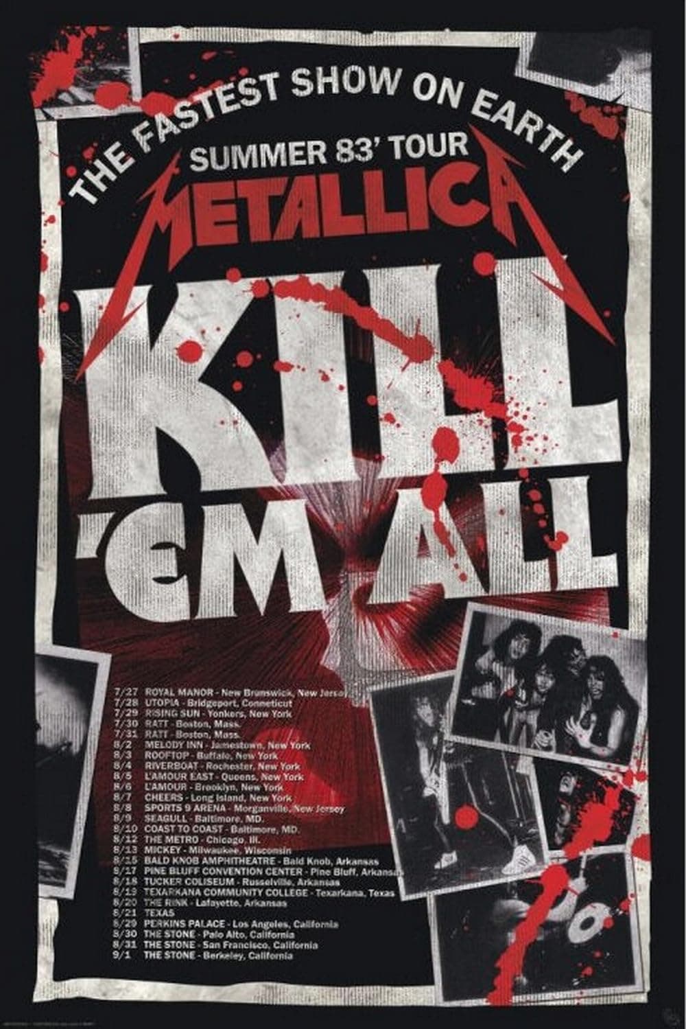 BUY ART FOR LESS Officially Licensed Metallica - Kill'em All 83 Tour 24 x 36 Inch Art Poster - Decorative Print - Poster Paper - Ready to Frame