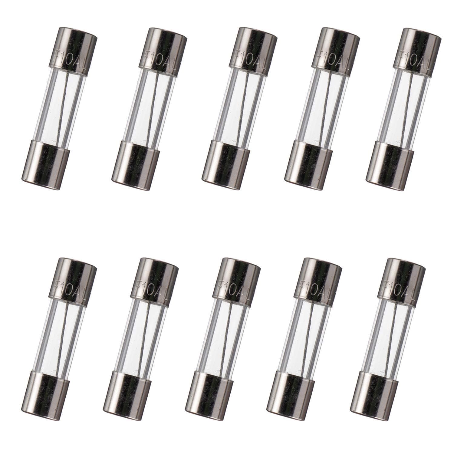 BOJACK 5x20 mm 10 A 10 amp 125 V 125 Volt 0.2x0.78 Inch F10AL125V Fast-Blow Glass Fuses (Pack of 10)