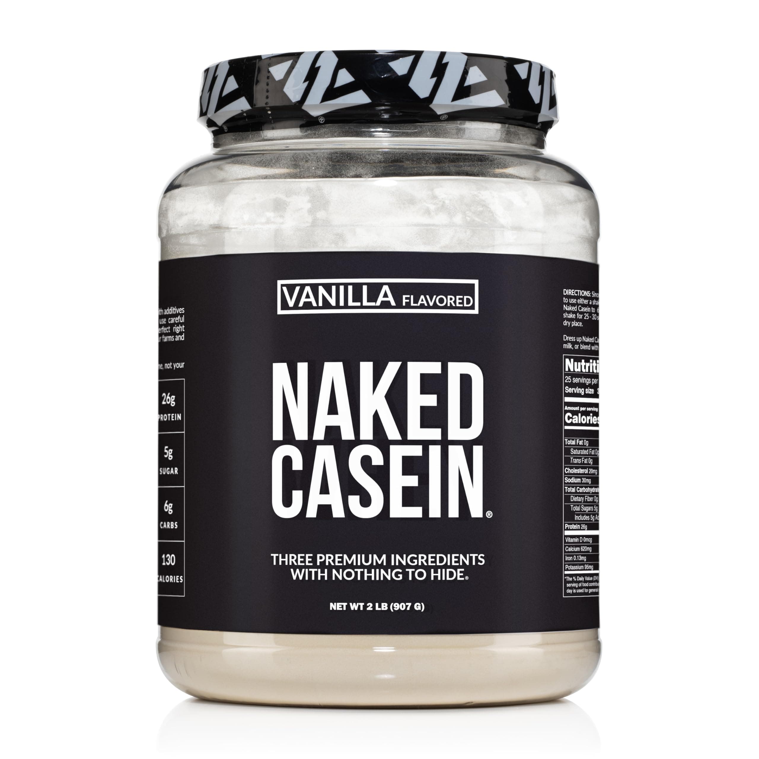 NAKED Casein - 2Lb Micellar Vanilla Casein Protein - Bulk, NSF Certified, GMO-Free, Gluten Free, Soy Free, Preservative Free - Stimulate Muscle Growth - Enhance Recovery - 15 Servings