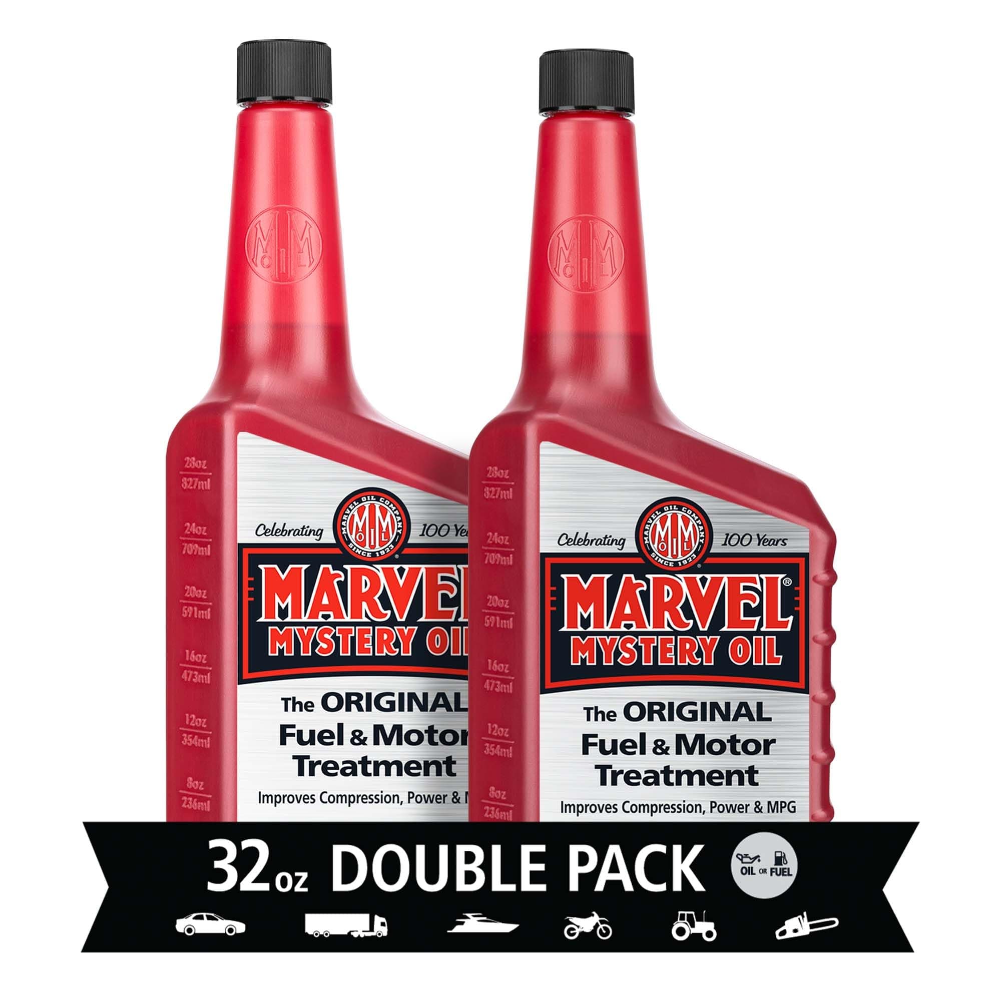 Marvel Mystery Oil Original Motor Treatment, Engine Oil & Fuel Treatment Additive, Cleans and Lubricates Fuel System, Prevents Leaks, Improves Engine Performance and Fuel Economy, 32 oz. (Pack of 2)