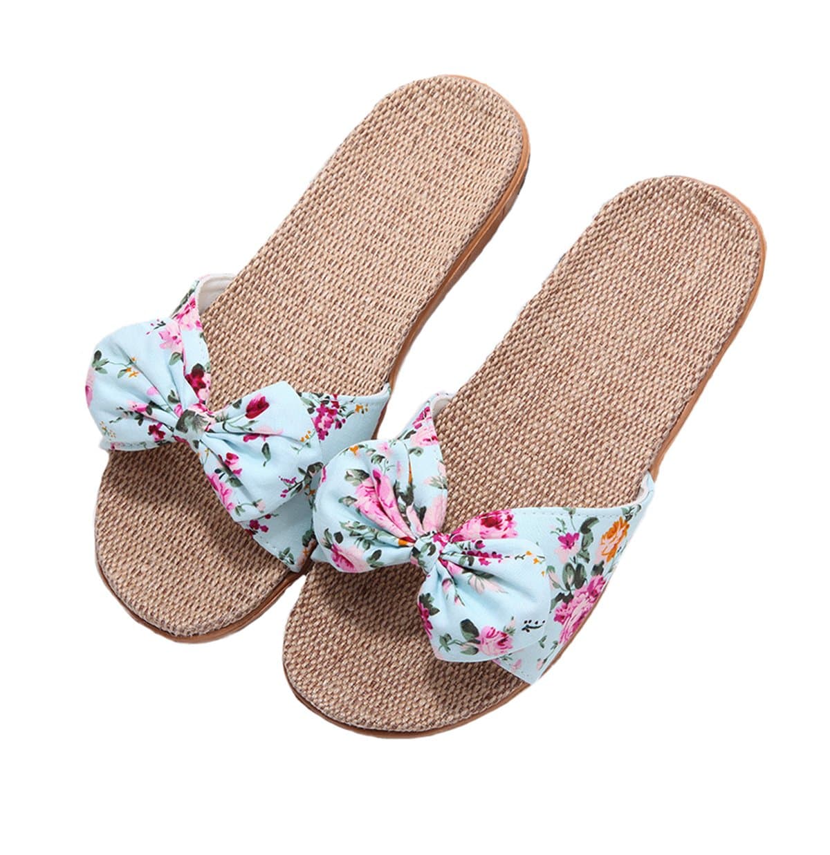 Womens Cozy Indoor Cotton Flax Home Slippers Non-Slip Casual Sandals