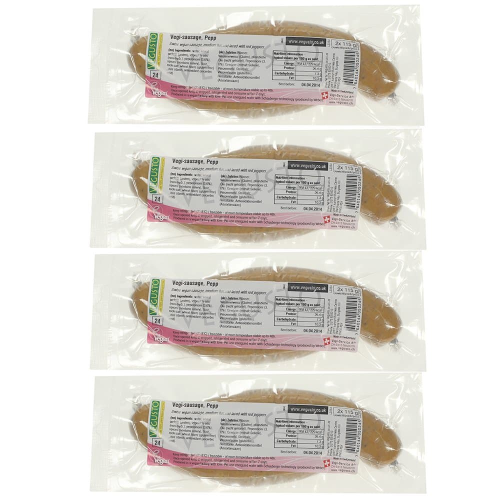 Vegan Vegetarian Pepper Sausages (4 packs of 2)