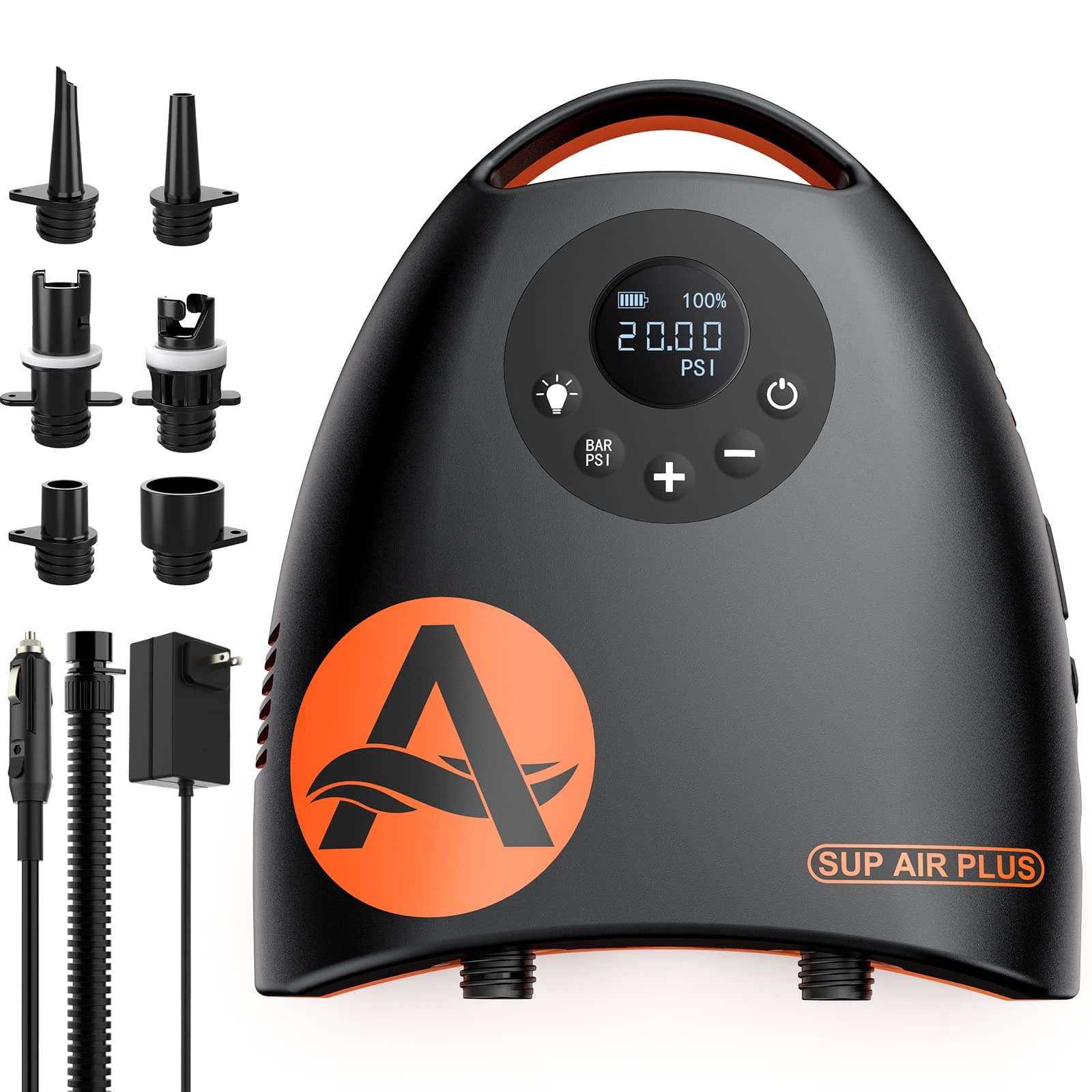 awesafe 20PSI Electric SUP Air Pump for Inflatable Paddle Boards Boat, High Pressure, Intelligent Dual Stage Inflation 12V DC Car Connector