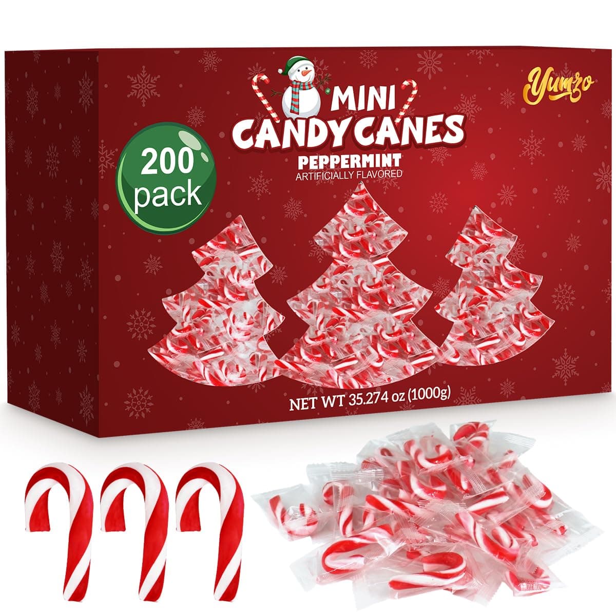 Christmas Mini Candy Canes Classic Red & White Peppermint Flavor for Holiday Family Indulgement - Small Candy Canes Individually Wrapped for Kids & Adults, Great Candy Cane Gift Set (200 Count)