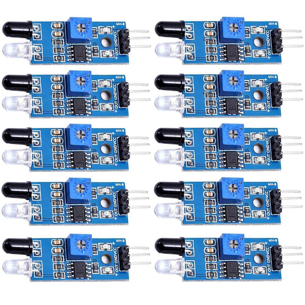 yyuezhi 10pcs Infrared Module Sensor Infrared Sensor Module Obstacle Avoidance IR Infrared Obstacle Avoidance Sensor Module Infrared Reflective Photoelectric Switch IR Barrier Line Track Sensor Blue