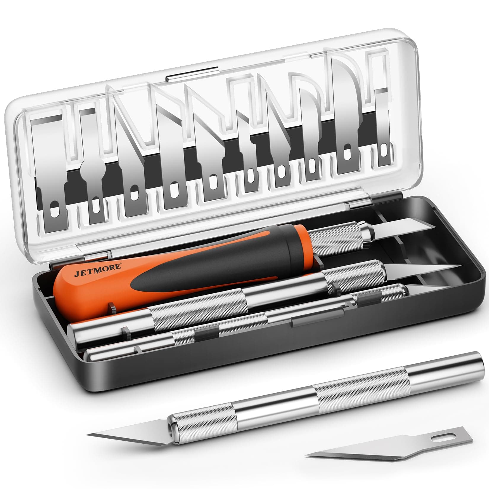 16 Pcs Exacto Knife Set, 3 Craft Knife and 13 SK5 Steel Blades, Precision Hobby Knife for Carving, Modeling, DIY, Scrapbooking, and Art Projects