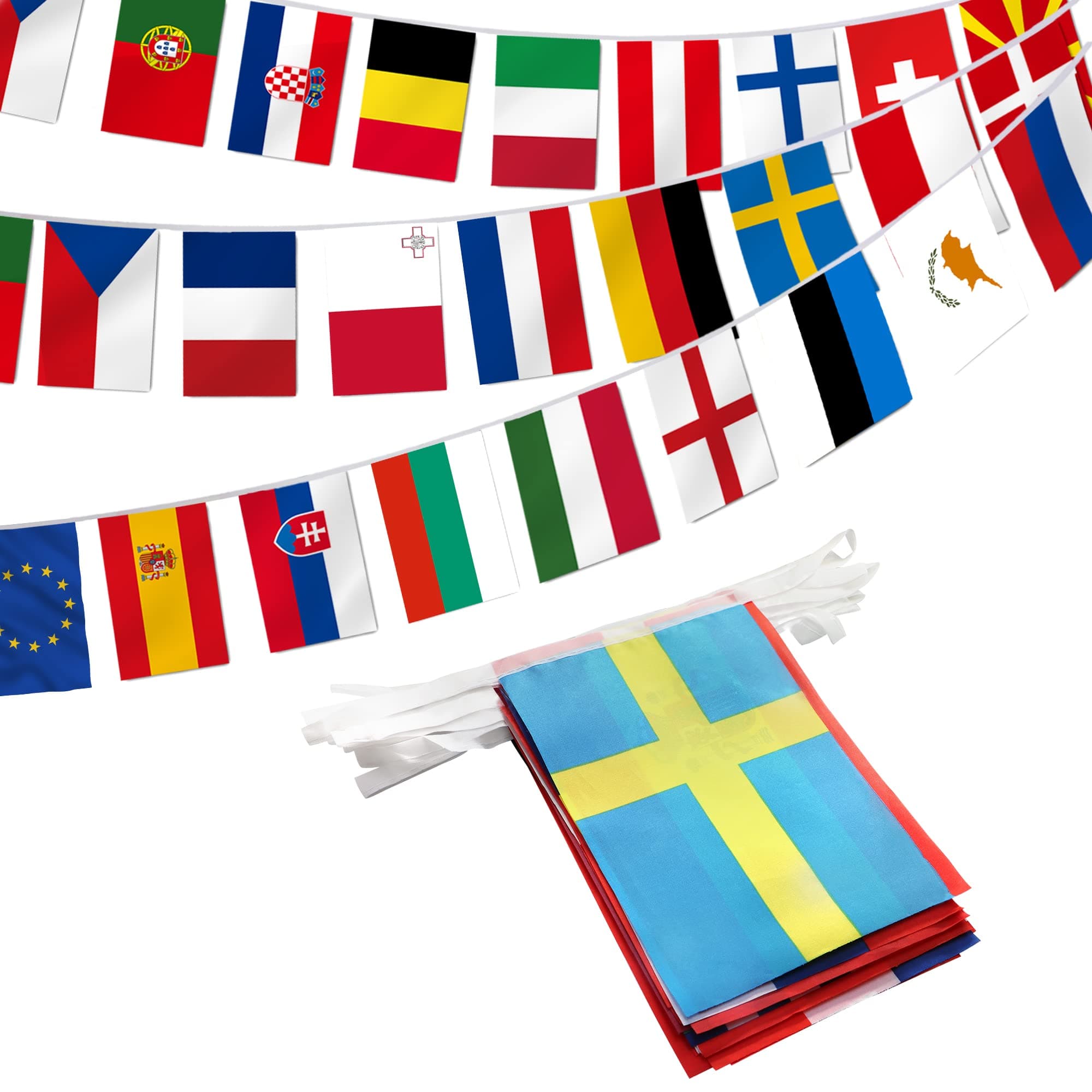 Anley European Union String Flag, 27 European Union Countries String Pennant Banner, Decoration for Grand Opening, Sports Bar, Party Events - 27 Feet 27 Flags