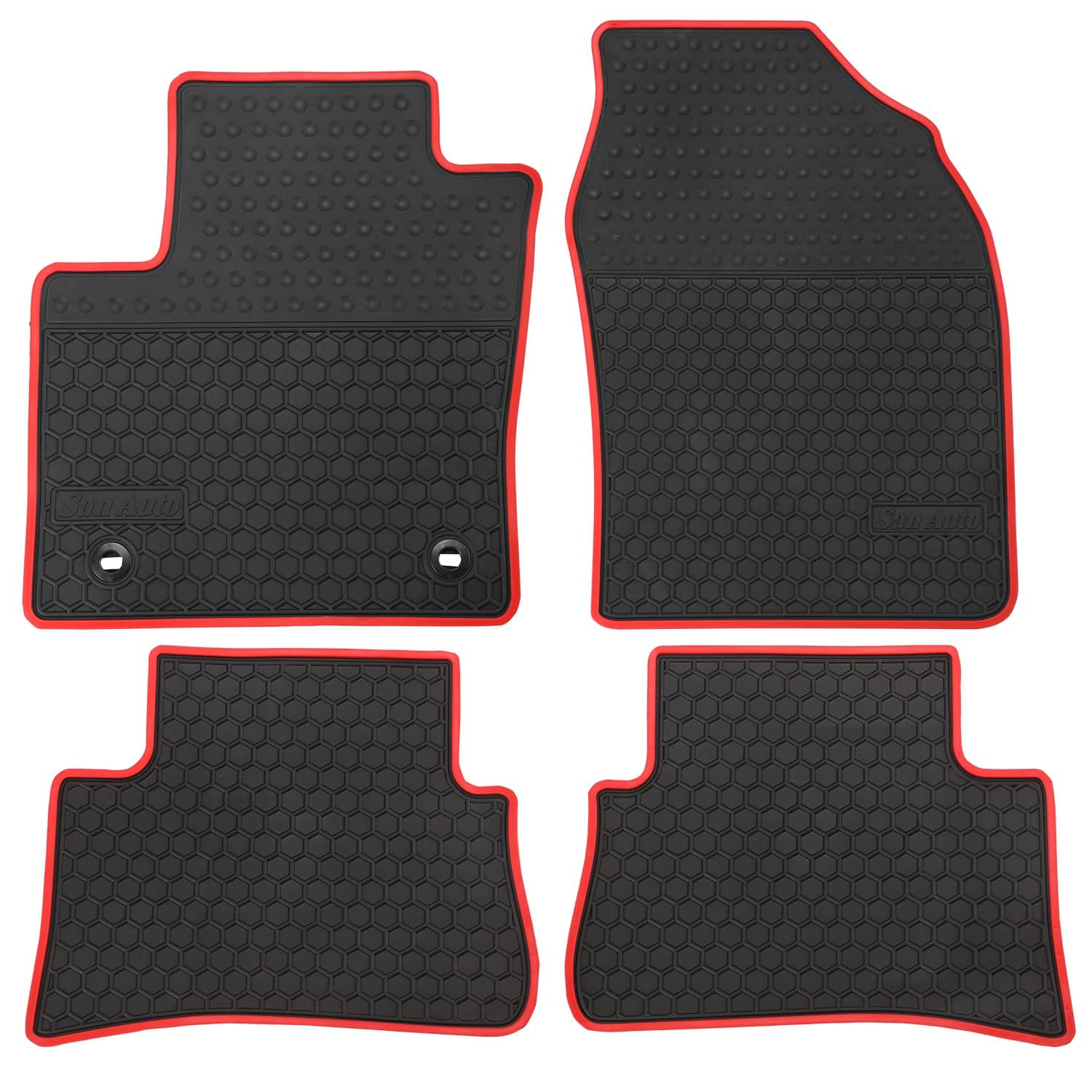 Car Floor Mats Custom Fit for Toyota C-HR 2018 2019 2020 2021 2022 2023 Black Red Rubber Car Floor Liners Set All Weather Protection Heavy Duty Odorless
