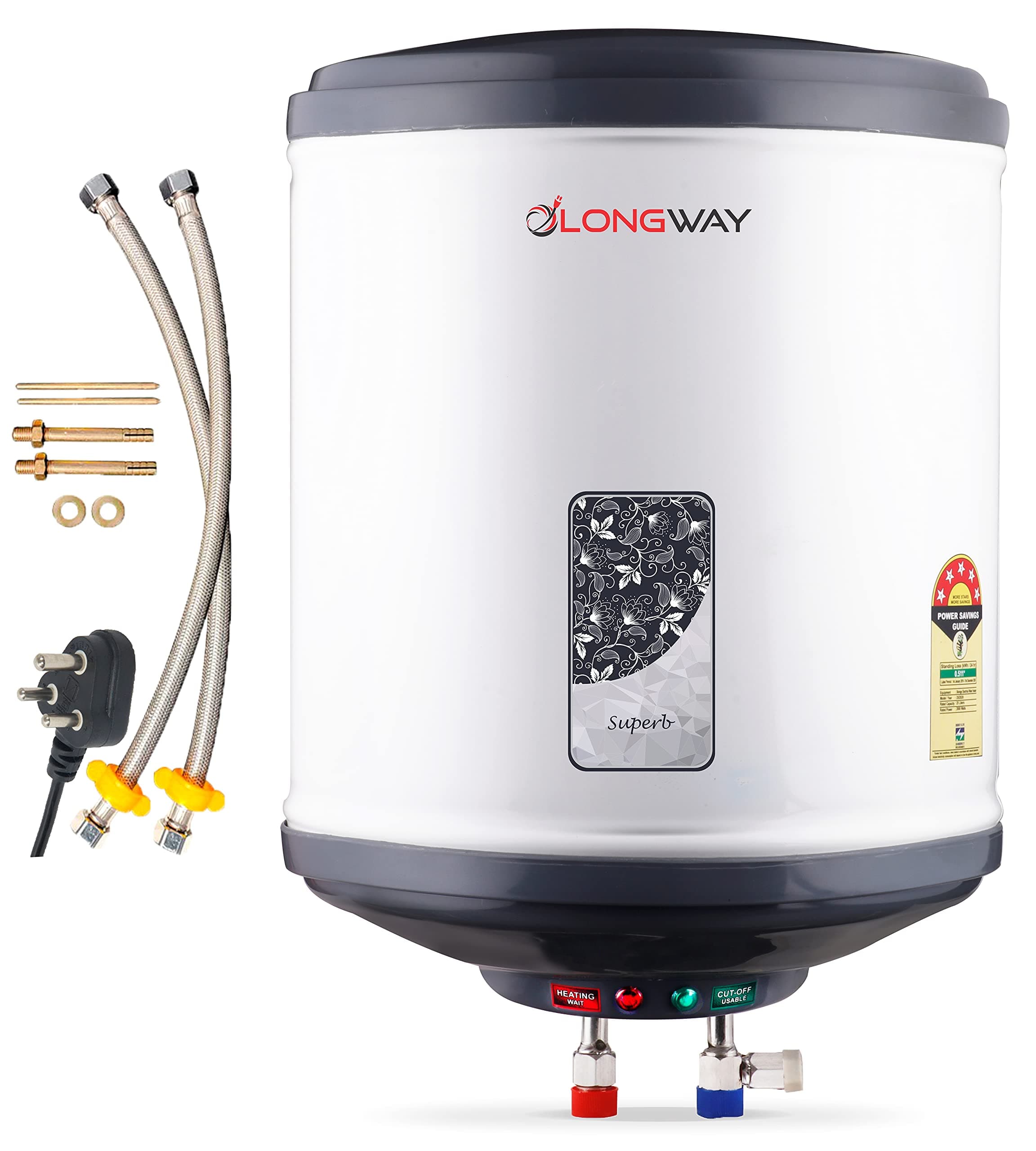 Longway Superb 10 Ltr 5 Star Rated Automatic Instant Water Heater for Home, Water Geyser, Water Heater, Electric Geyser with Multiple Safety System & Anti-Rust Coating (Gray, 10 Ltr)