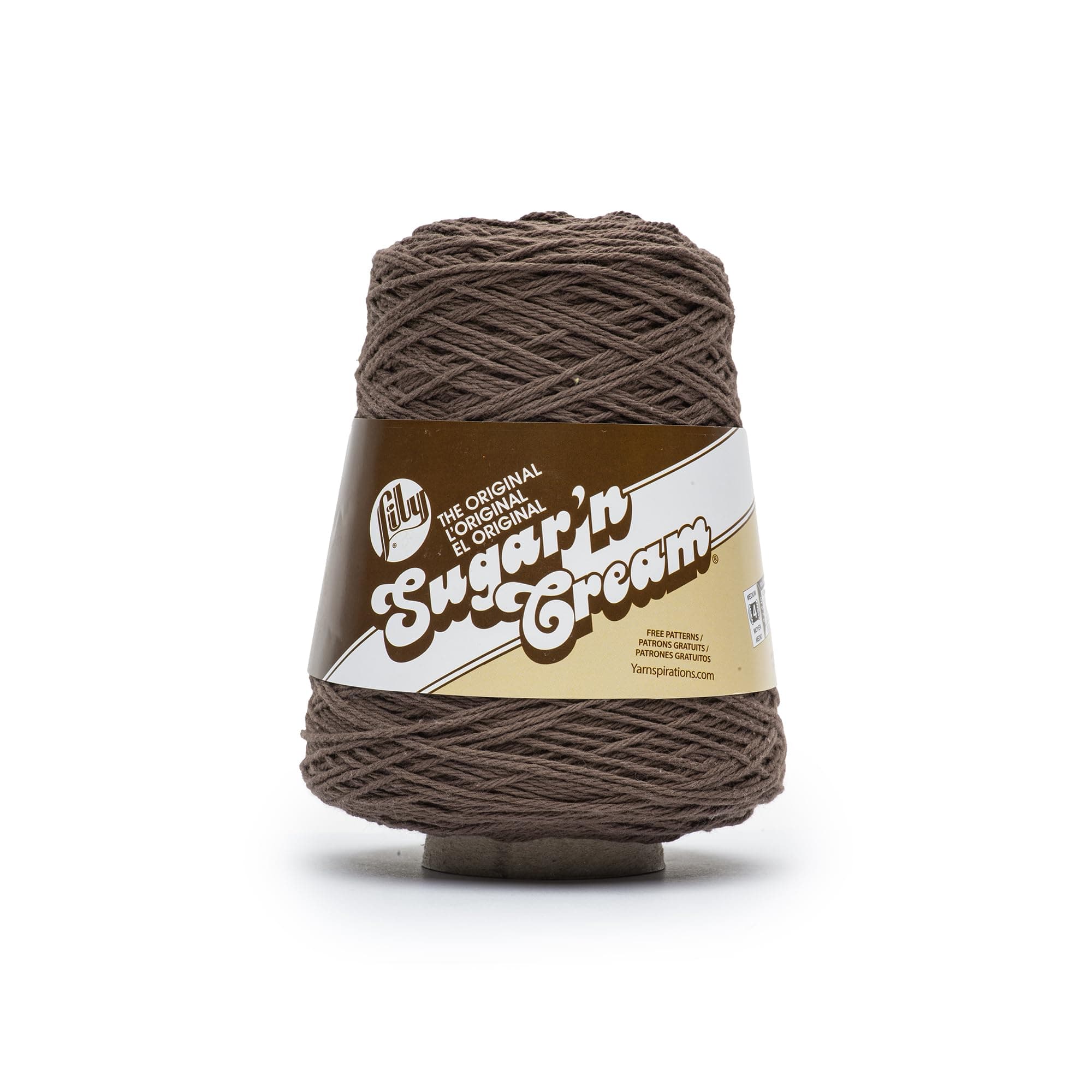Lily Sugar N Cream Cones Warm Brown Yarn - 1 Pack of 400g/14oz - 100% Cotton - #4 Worsted (Medium) - 674 Yards - Knitting/Crochet