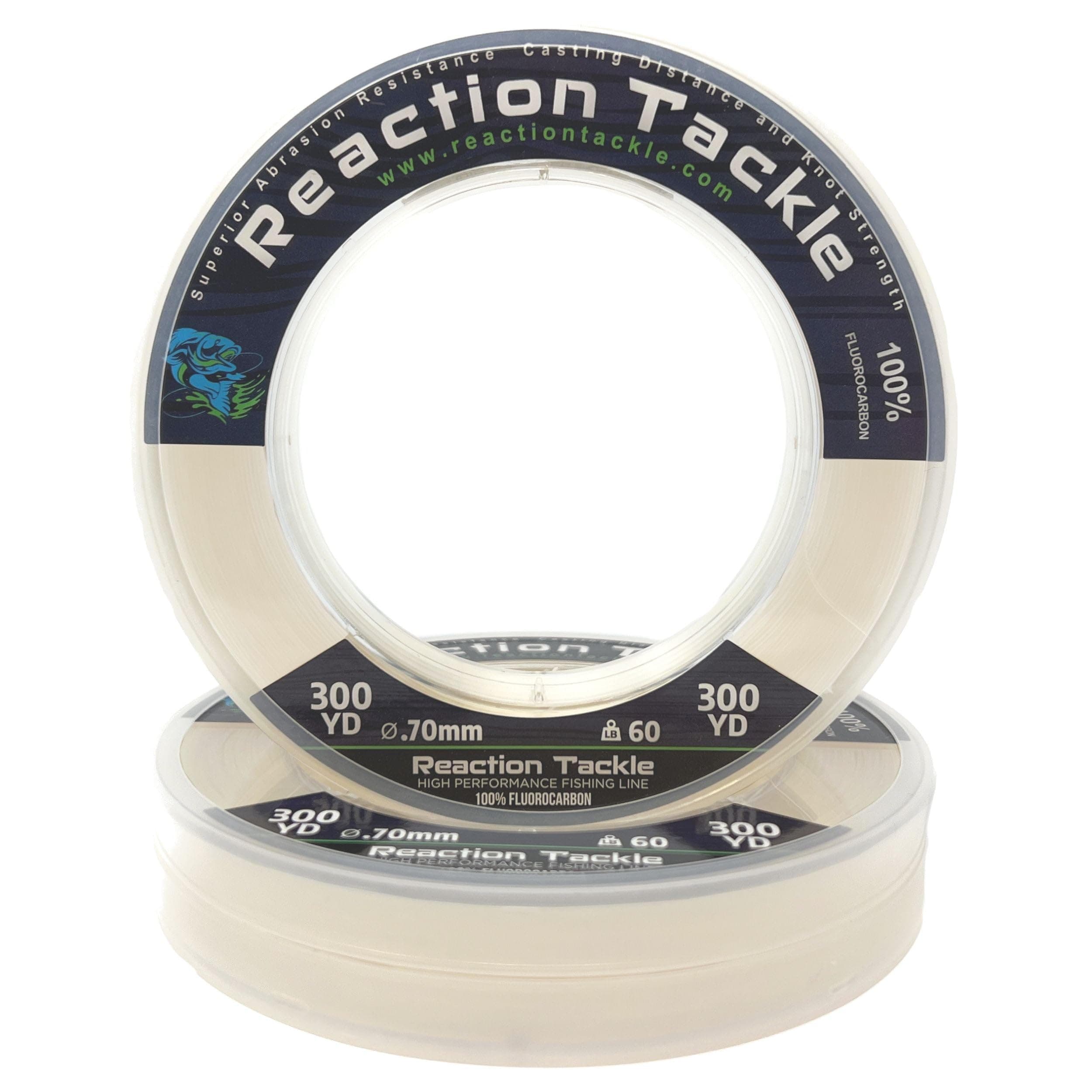 Reaction Tackle 100% Pure Fluorocarbon Fishing Line - High Strength, Abrasion-Resistant, Fast-Sinking, Virtually Invisible, with Added Sensitivity - Ideal for Saltwater and Freshwater Leader Line