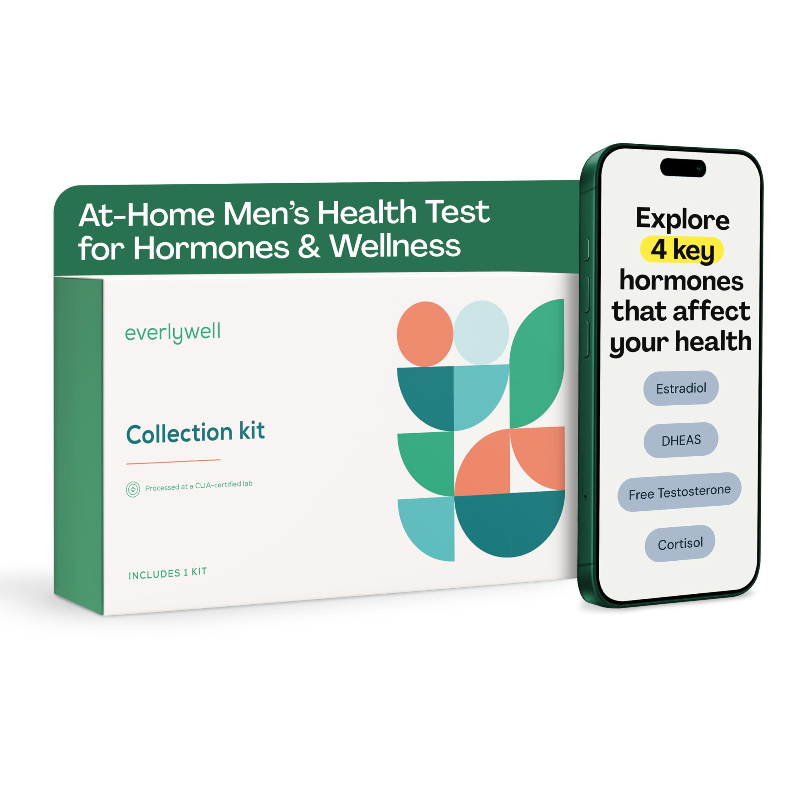 Everlywell At-Home Men's Health Test Collection Kit, Measures 4 Key Hormones in Men for Accurate Results from a CLIA-Certified Lab Within Days, Ages 18 Plus