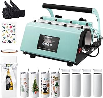 VEVOR Heat Press for Cups, 8 Cups Sublimable Blank 59cl Mug Printing Press, 32.5-89cl Capacity Sublimation Machine with Heat Transfer Paper, Gloves