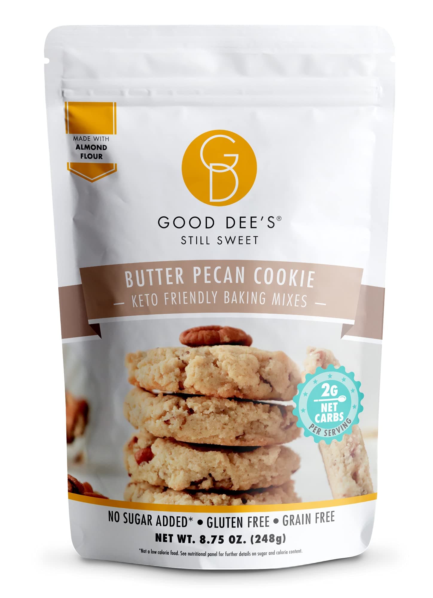 Good Dee's Butter Pecan Cookie Mix I Keto Baking Mix I Sugar Free, Diary Free, Gluten Free, Soy Free, Low Carb Cookie Mix I Diabetic and Atkins Friendly - 2g Net Carbs