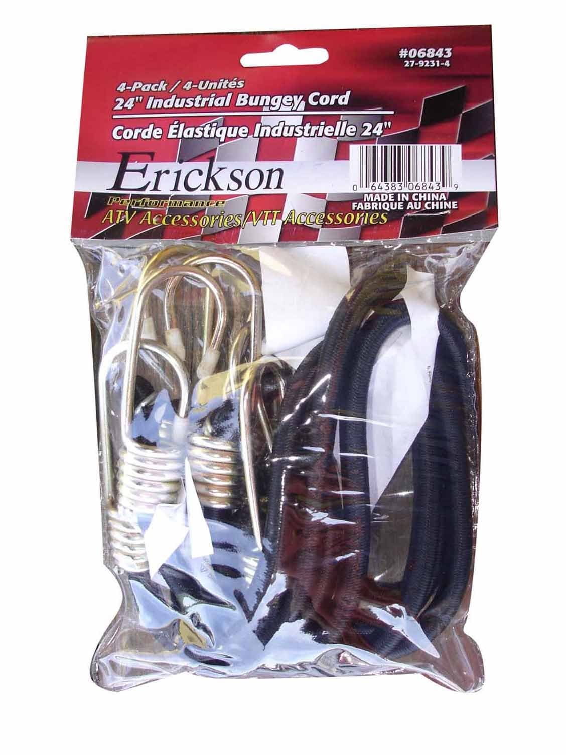 Erickson 06843 Black 24" Industrial Bungey Cord, (Pack of 4)