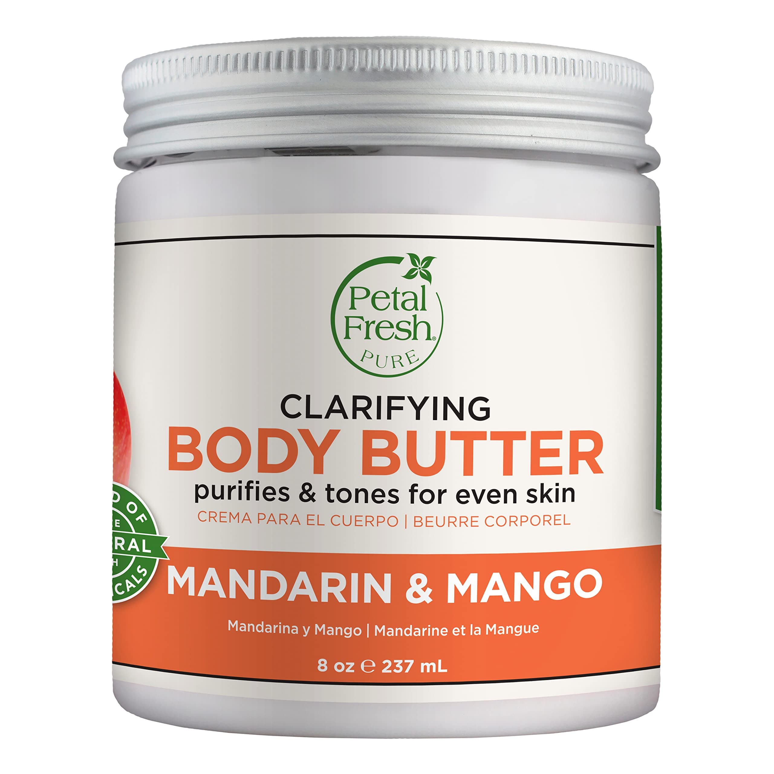 - Pure Mandarin & Mango Body Butter - 237 ml | Shea Butter, Argan & Coconut Oil |Natural & Certified Organic Ingredients | NO Mineral Oil, Silicones