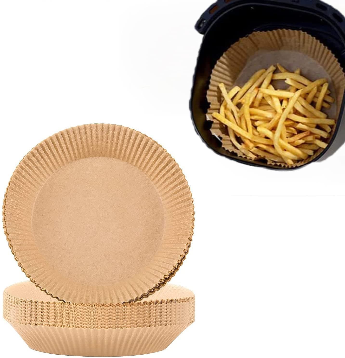 - Air Fryer Liners Disposable, 100 PCS Non-stick Parchment Paper Liners Round, Grease Proof Bakery Baking Paper for Airfryer Basket Roasting, Oil-proof, Food Grade, Air Fryer Accessories