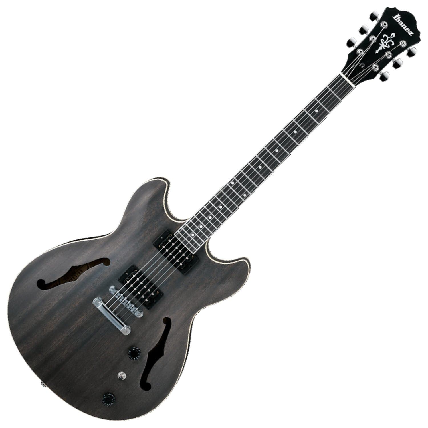 Ibanez 6 String Semi-Hollow-Body Electric Guitar, Right, Transparent Black Flat (AS53TKF)