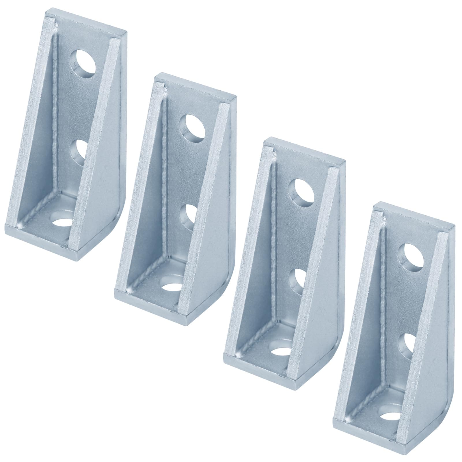 4 Pack 3 Hole 90 Degree Gusseted Fitting for 1-5/8" Strut Channel, L Corner Bracket, 7/32" Thick