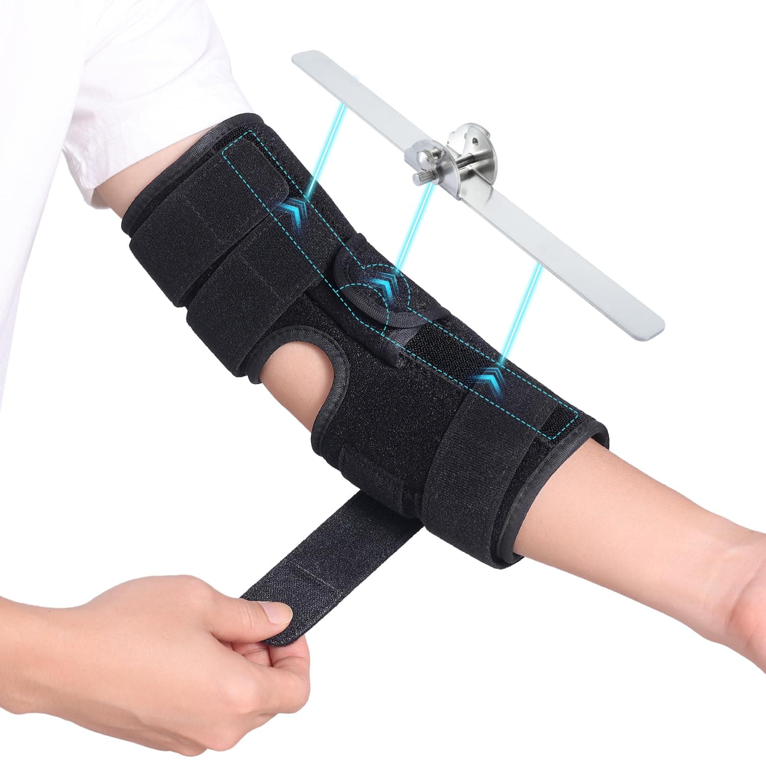 Cubital Tunnel Syndrome Elbow Brace, Ulnar Nerve Entrapment Splint, Elbow Immobilizer for Night Sleeping and Day Working, 4 Angles Adjustable, Fit Women & Men, Right & Left Arm - S/M