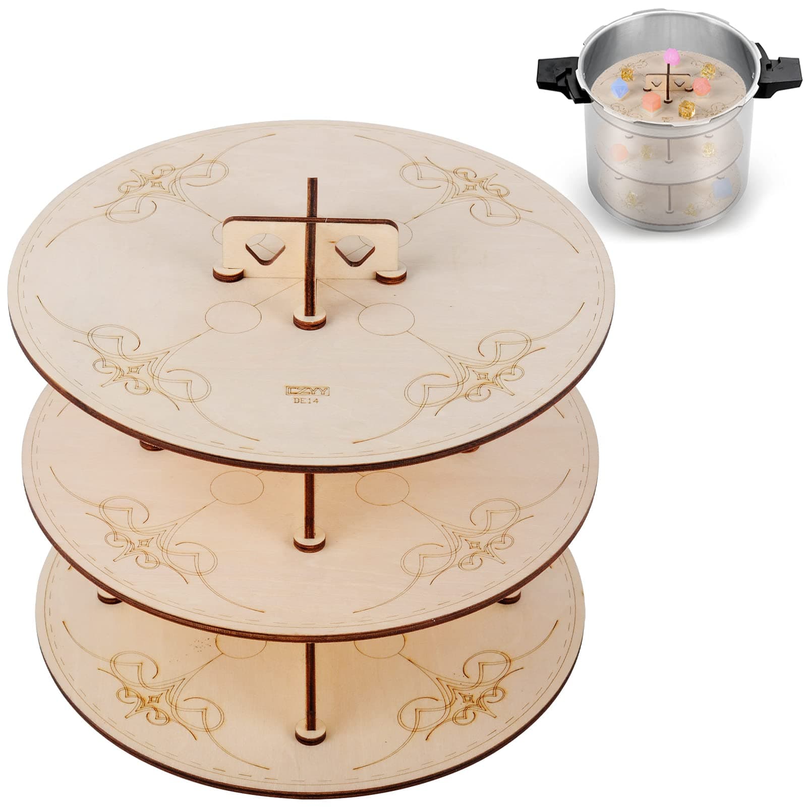 CZYY Pressure Pot Dice Rack Wooden Easy-Assemble Shelves, Pressure Pot Stand Perfect for Dice Making