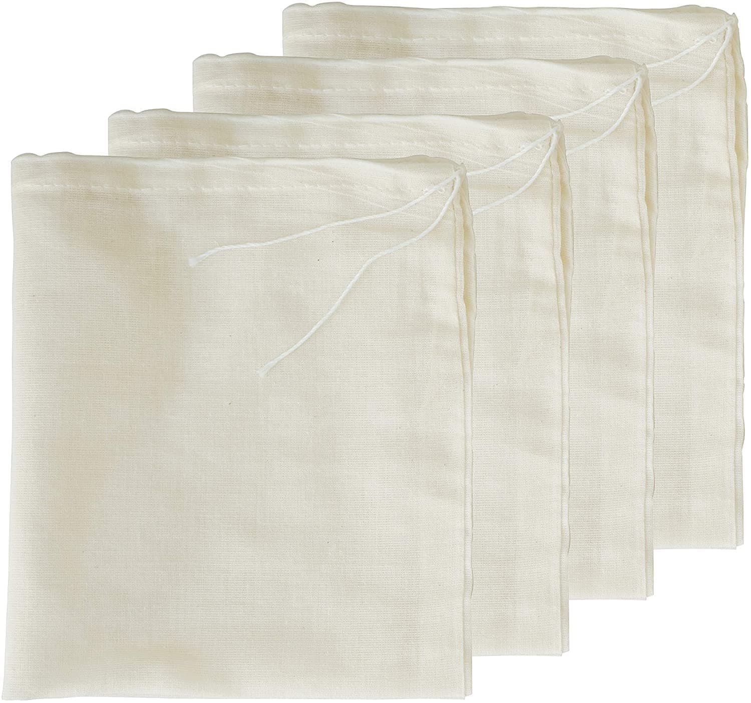 Cheesecloth Bags for Straining,Reusable Cold Brew Coffee Cheese Cloths Strainer,Large Nut Milk Tea Juice Bag,100% Natural Cotton Fine Mesh Filter Bags(Small,4 Pack)