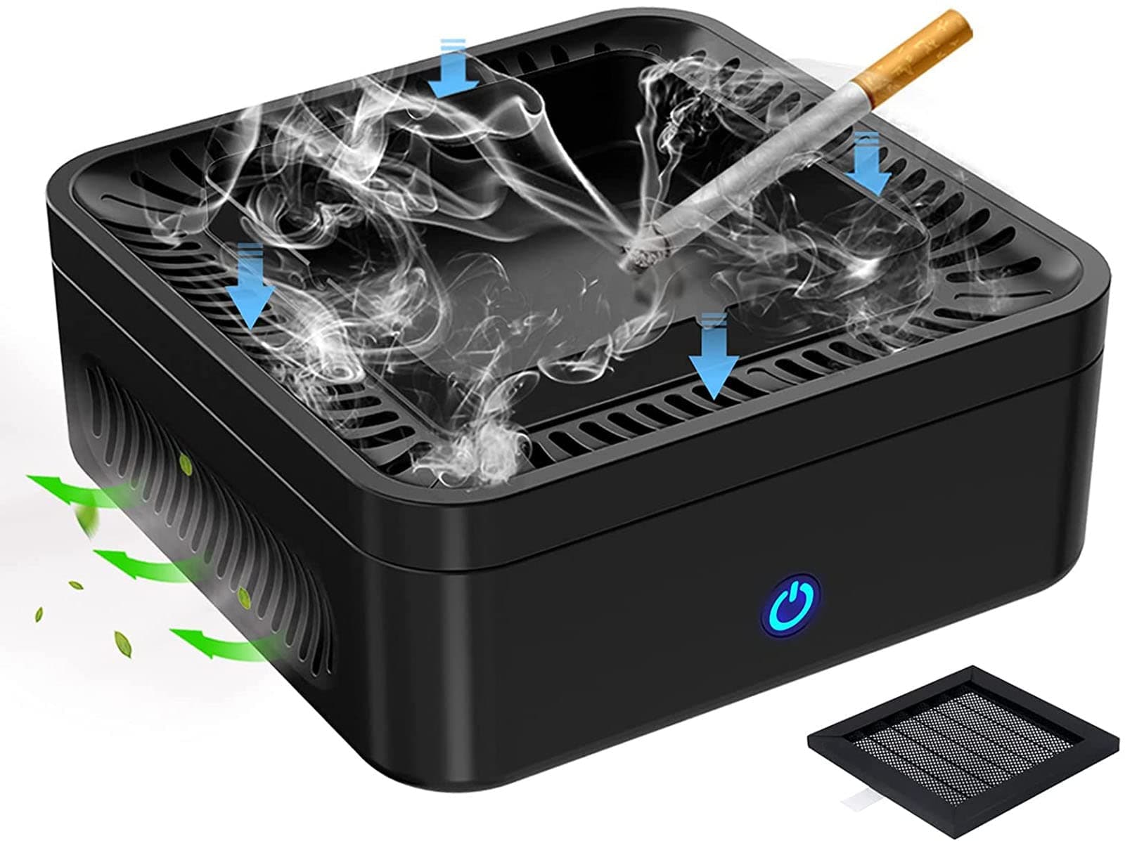 Smokeless Ashtray, USB Rechargeable Ashtray, Multifunctional Ashtray, Ashtrays for Indoors or Outdoors, MATELOTI Ashtray-Black