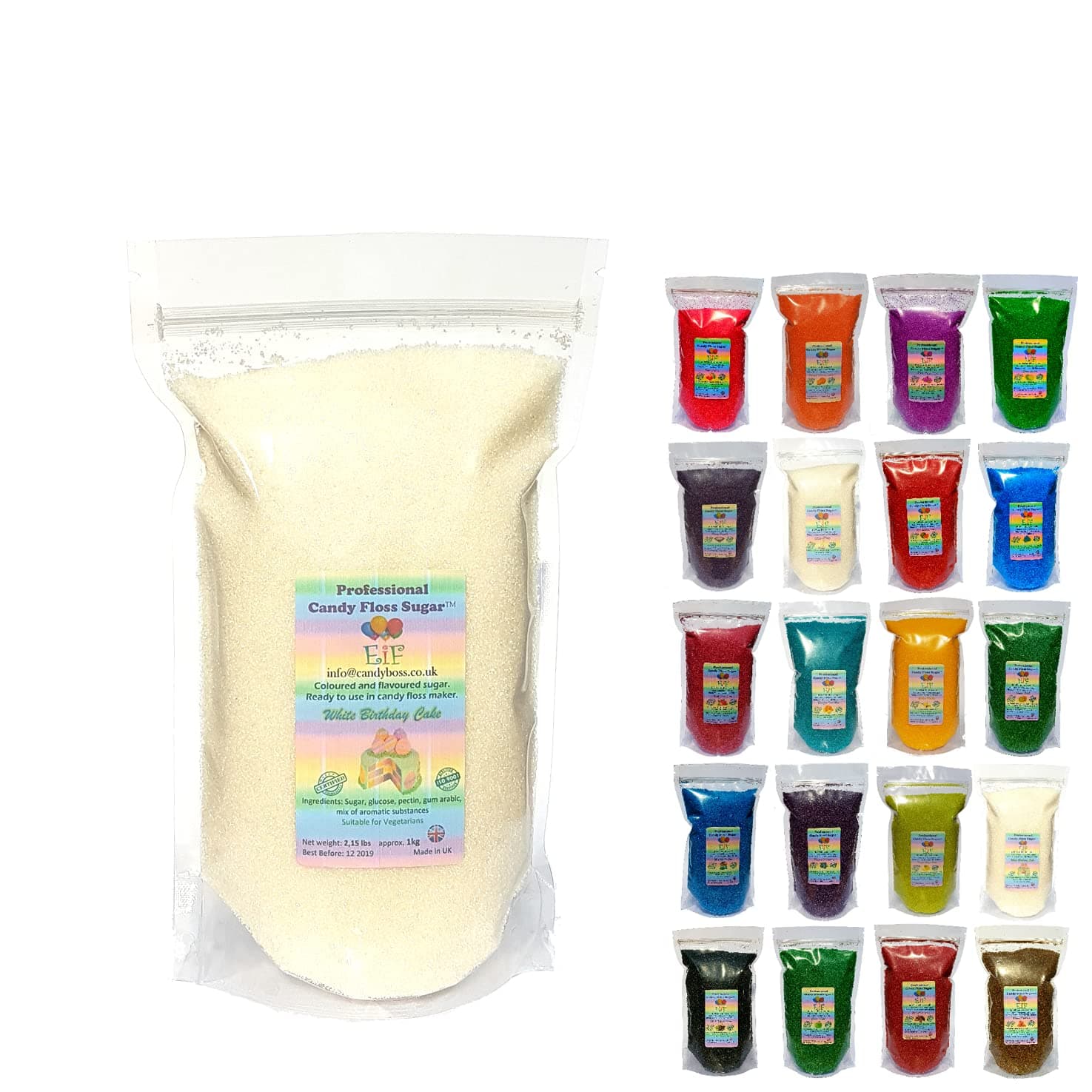 Candy Floss Cotton Sugar EverydayisFriday White Birthday Cake 1 KG - Ready to Use in Your Machine