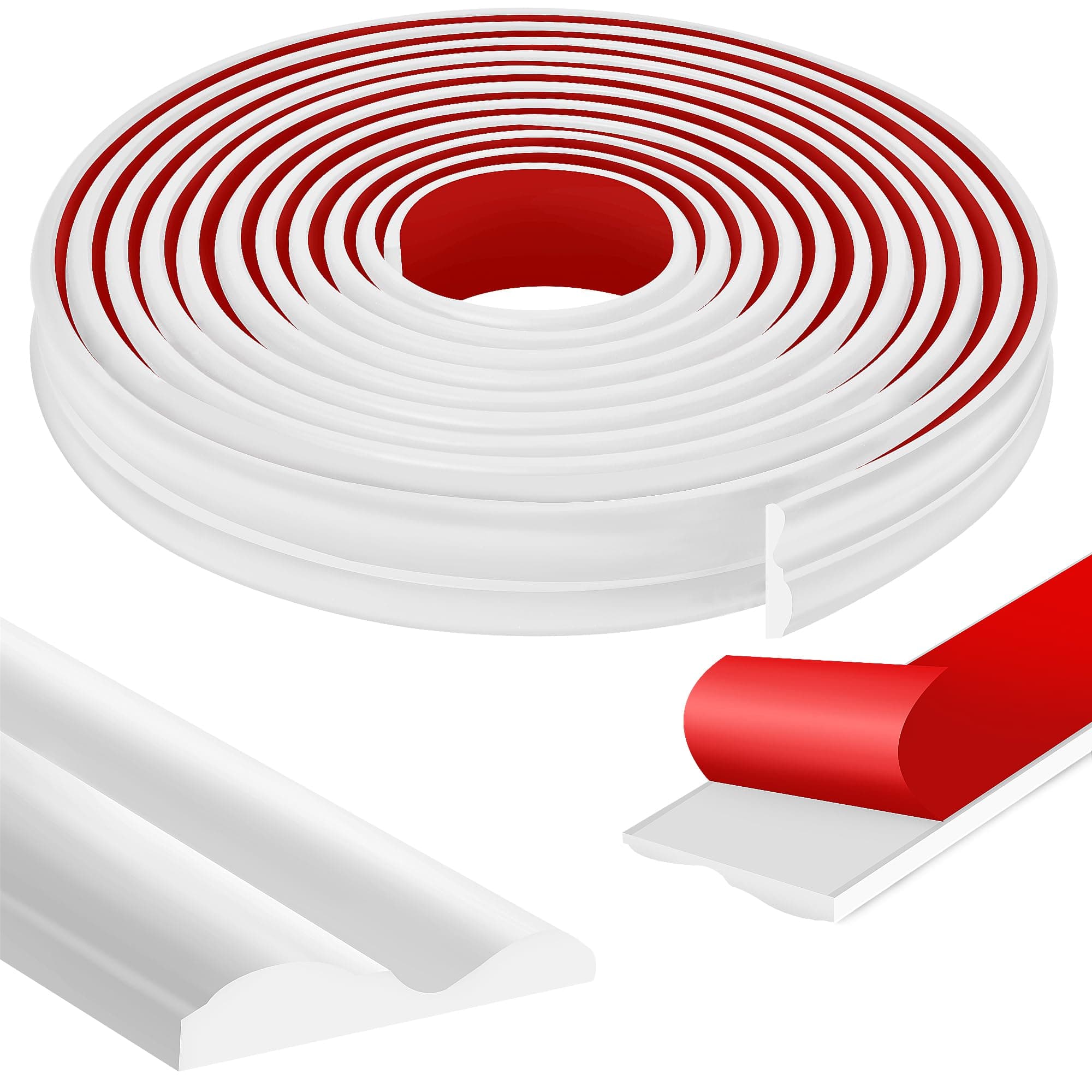 moonoom 20 Ft x 1.6''Wall Decoration Molding Trim,PET Self-Adhesive 3D Chair Rail Panel Molding, Flexible DIY Wall Trim for Walls Mirror Window Frame and Home Decoration