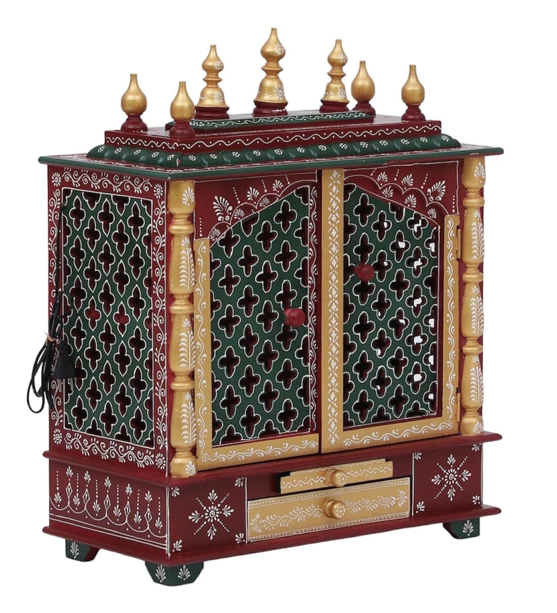Wooden Temple/Home mandir/god Stand/mandap/mandapam/Pooja (Large 24x12x30 WxDxH INCH, Light Maroon)
