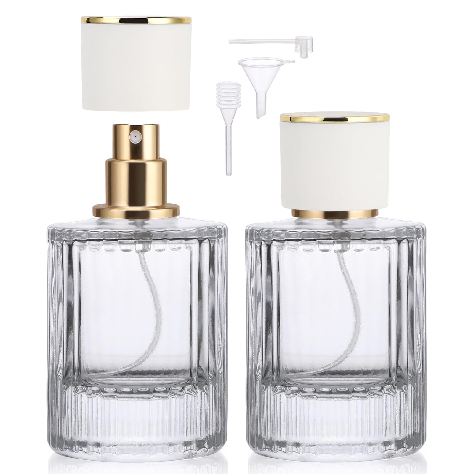 Segbeauty 1.7oz Cologne Travel Bottle Refillable, 2pcs 50ml Empty Perfume Spray Bottles, Travel Glass Perfume Atomizer Vintage Cologne Sample Container for Toiletries Cosmetic