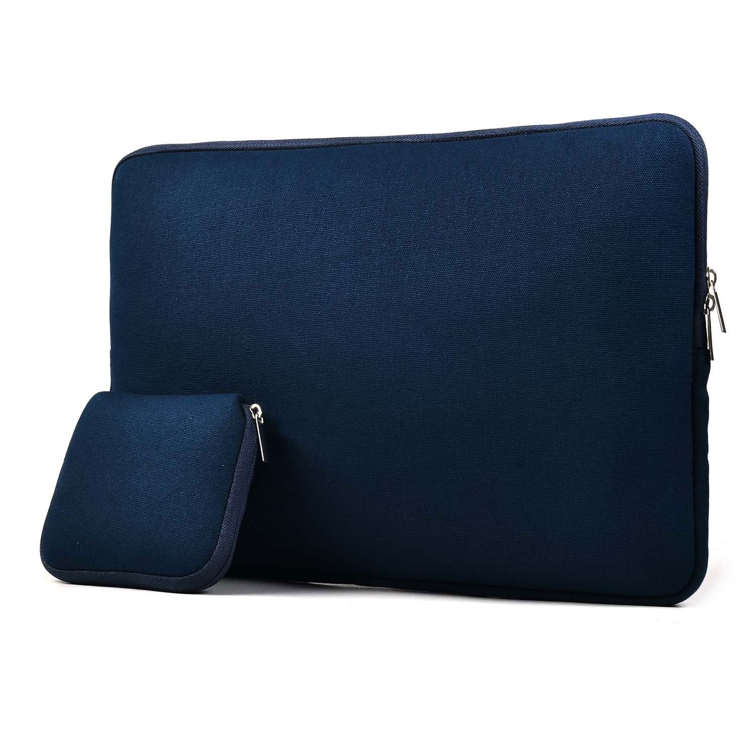 ABen Laptop Sleeve, Canvas Fabric Case Bag Cover for 15-15.6 Inch Notebook Computer / MacBook Air & Pro with Small Case, Dark Blue