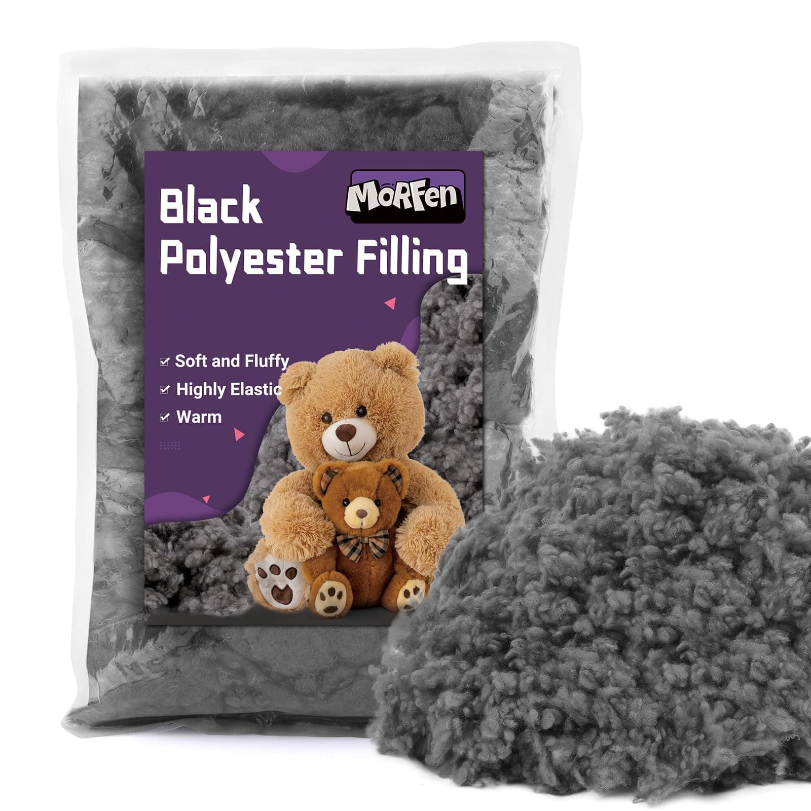 MORFEN 1.76Oz/50g Grey Black Polyfill Stuffing for Animal, Black Fiber Fill, Polyester Stuffing for Stuffed Animals, Heat Polyester Fiber Fill, Premium Poly Filling Stuffing for Crochet DIY Crafts