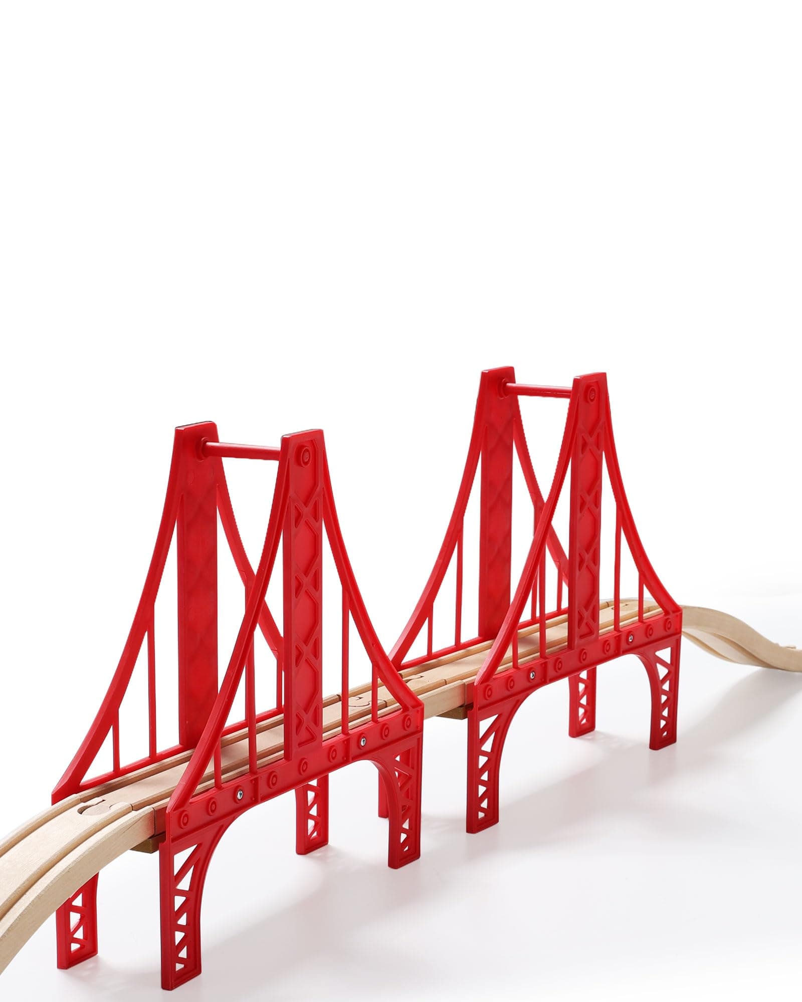 SainSmart Jr. Wooden Train Set Accessories, Double Suspension Bridge Set, Compatible with Brio, Thomas, Melissa and Doug