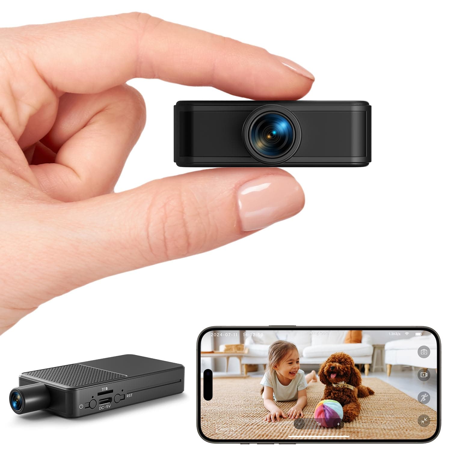 Mini Camera Wireless | HD Nanny Cam, 10hr Continuous Recording WiFi Small Camera, FREE Cloud & SD Storage, No WiFi Needed Mini Camera, Night Vision& Motion Detection for Pet/Baby/Nanny Surveillance