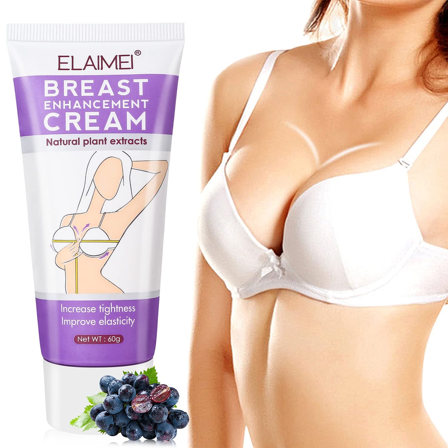 60 ML Breast Enlargement Cream - Natural, Firming, Unscented - For All Skin Types - Breast Lift & Shaping Cream