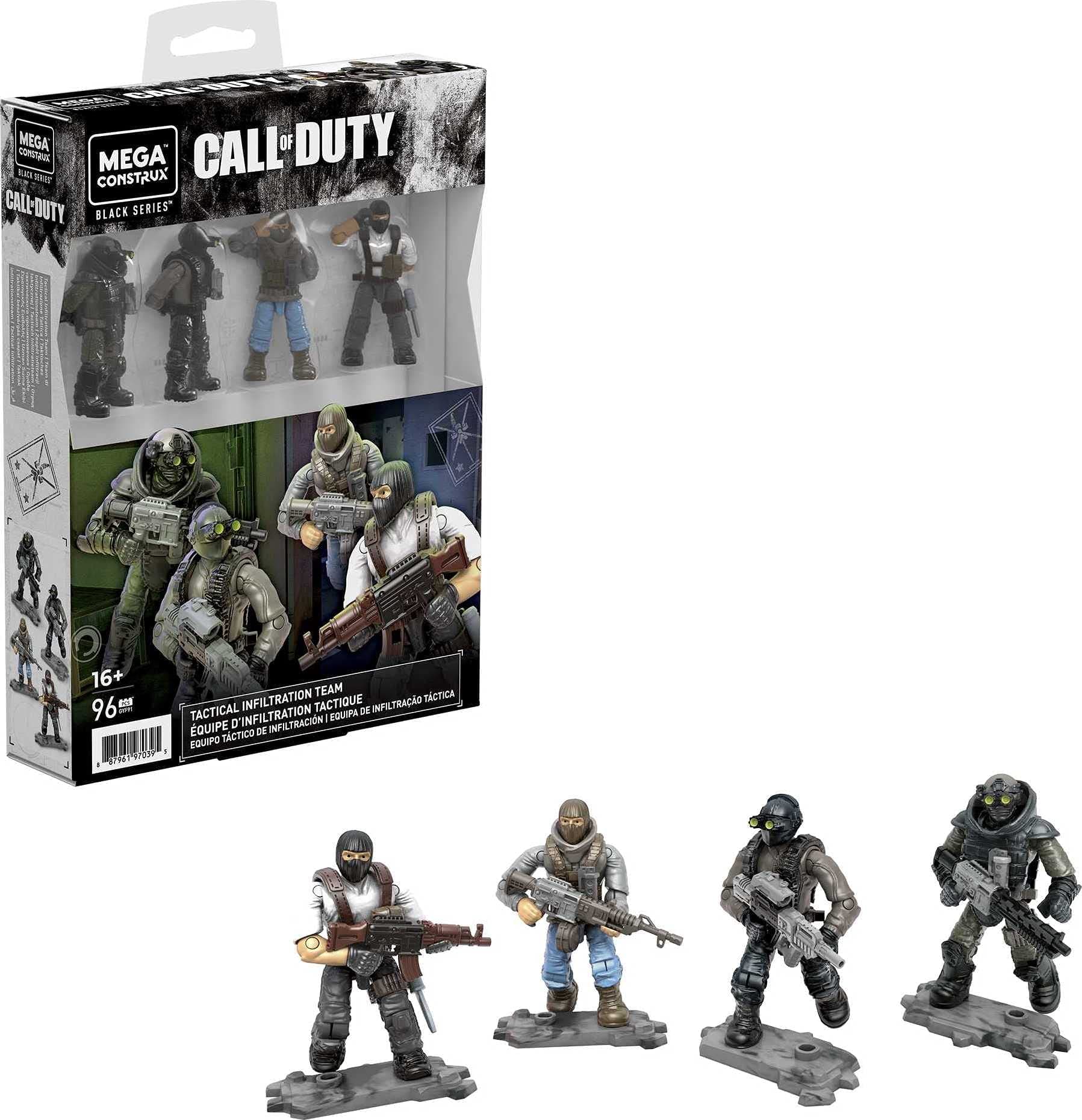 Mega Construx Black Series GYF91 Call of Duty Tactical Undercover Team – Pack of 4 Mini Articulated Figures + Accessories