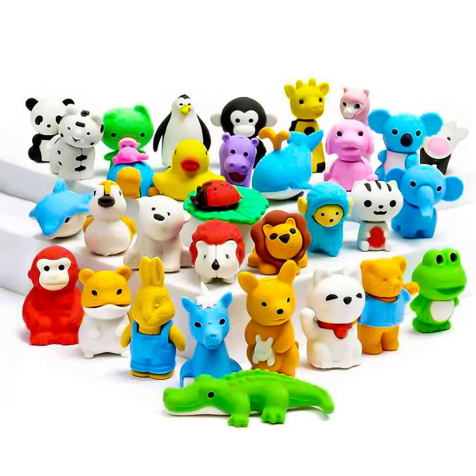 OFFCUP Animal Mini Erasers, 32pcs Novelty Cute Small Pencil Erasers for Students, Homework, School, Classroom Rewards, Prizes, Party Favors