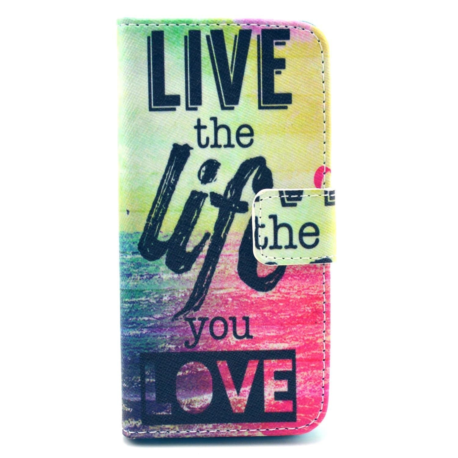 Iphone5s Case,iphone5 Caes,LiveTheLife Pattern Premium Pu Leather Wallet Flip Protective Skin Case with Magnetic Closure for Apple Iphone5s (Iphone5) (LiveTheLife)