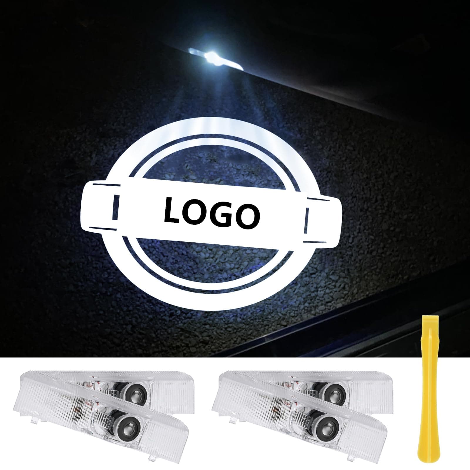 No Fade Car Door Lights Logo Compatible with Nissan, LED Welcome Lights Accessories for Altima Maxima Armada Titan Quest Pathfinder Terra (NS2-4p)