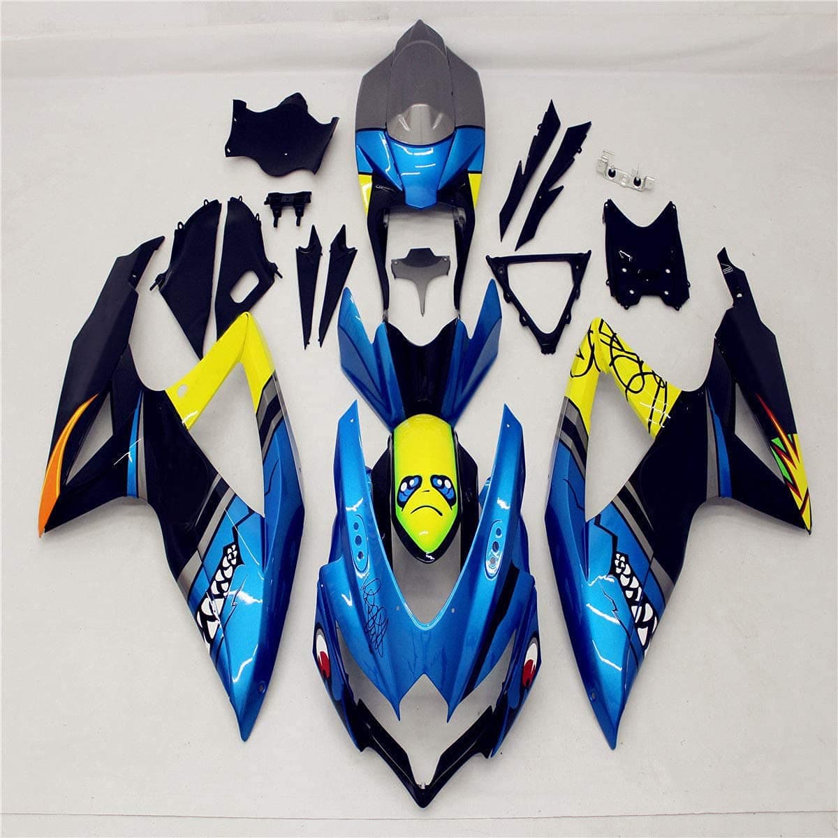 ZXMOTO Blue Shark Motorcycle Bodywork Fairing Kit for Suzuki GSXR 600 GSX 750 K8 2008 2009 2010 ABS Plastic Painted With Decal Graphic