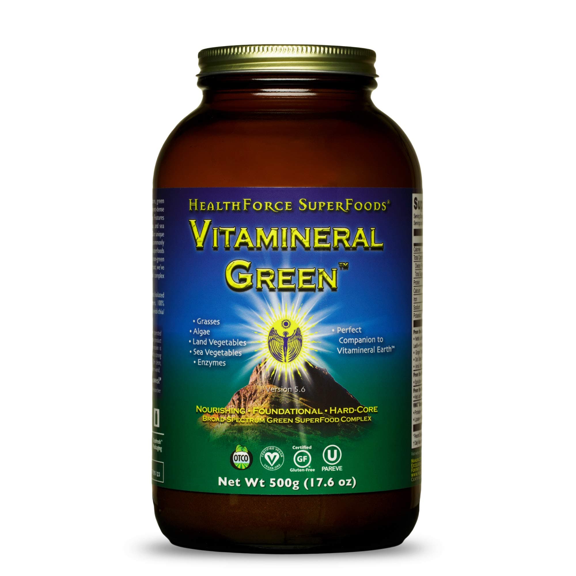 HEALTHFORCE SUPERFOODSVitamineral Green - Mineral Supplement for Immune & Thyroid Support - Green Powder Supplement with Ingredients from The Land - Gluten-Free & Vegan - 500 Grams