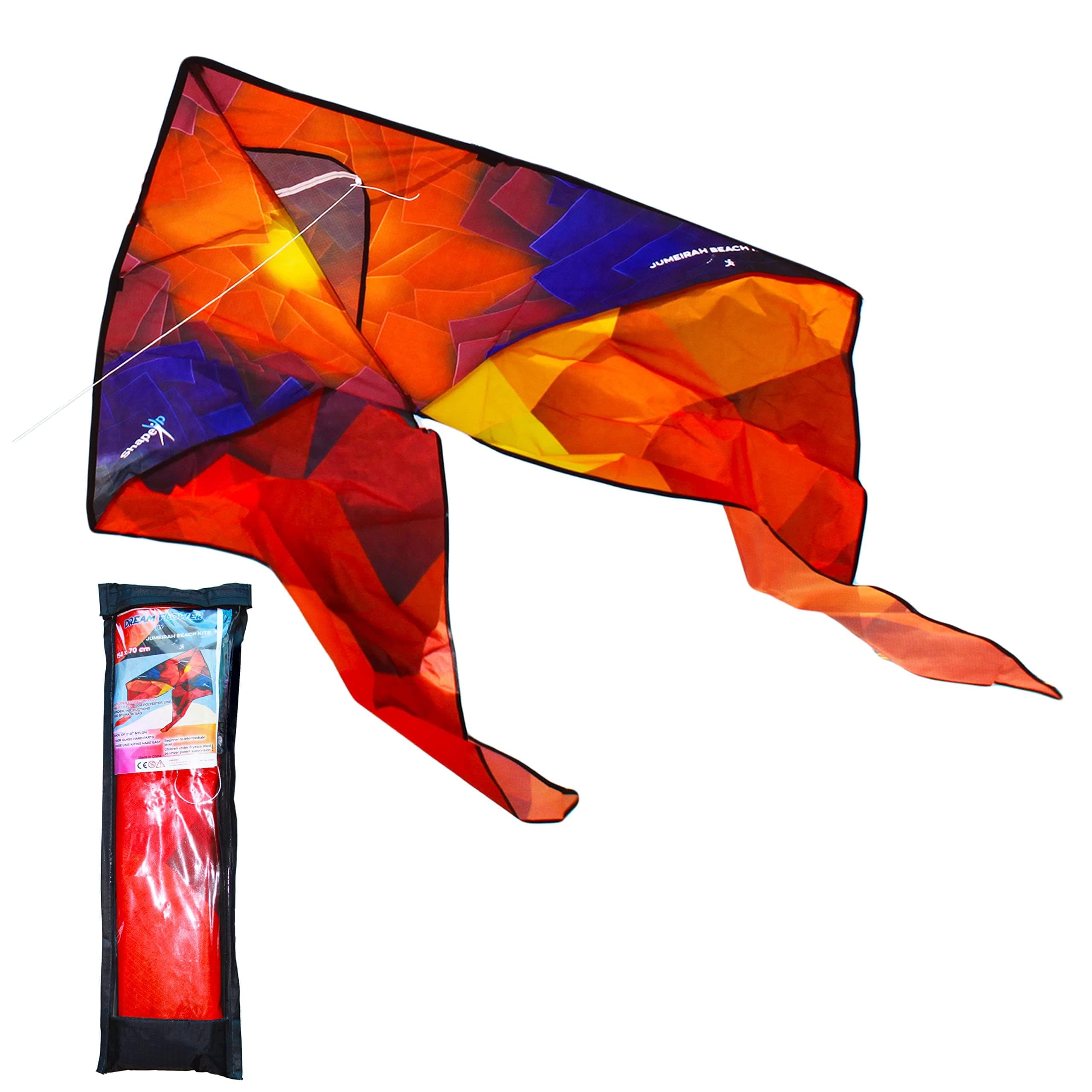 Shapeup Single Line Beach Kite for Kids & Adults, Kites for Beginner with 1.6 Meter Strong Kite String with Winder Handle, Easy-To-Fly Lightweight Sport & Outdoor Toys Great for All Ages- Dream Flower