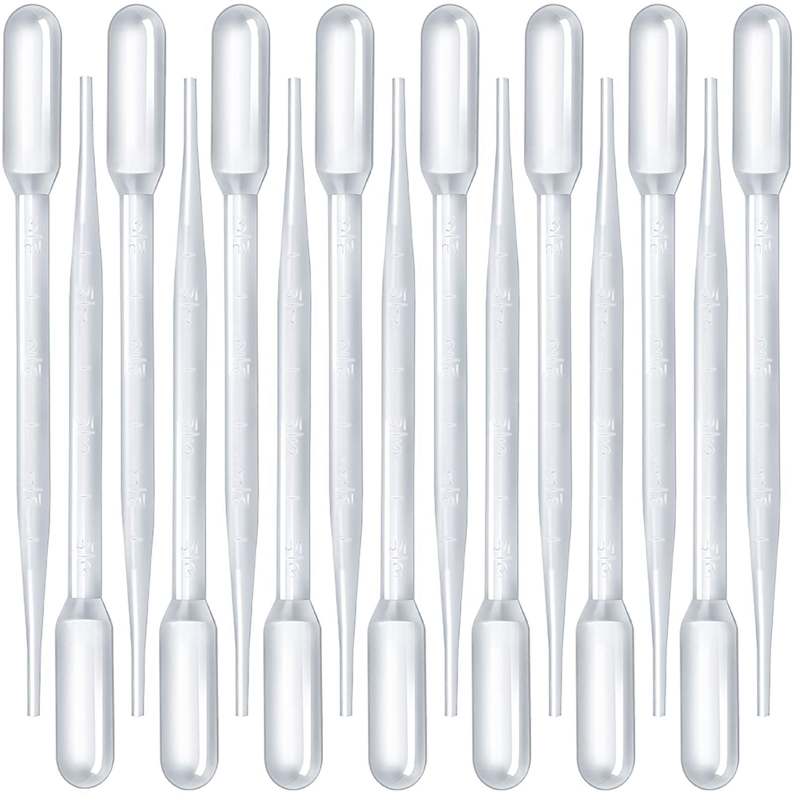 Teenitor 3ML Pipettes, Plastic Dropper Essential Oil Transfer Pipettes Disposable Liquid Eye Dropper for Lab Science Multi- Purpose Makeup Tool, 15Pcs
