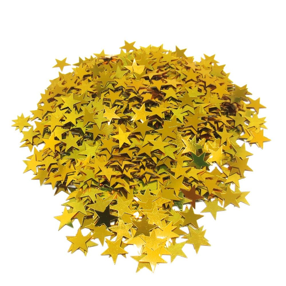 SarSean 45 Gram / 1.5 Ounce Sequin Metallic Gold Confetti for Party Decorations, 10mm Star