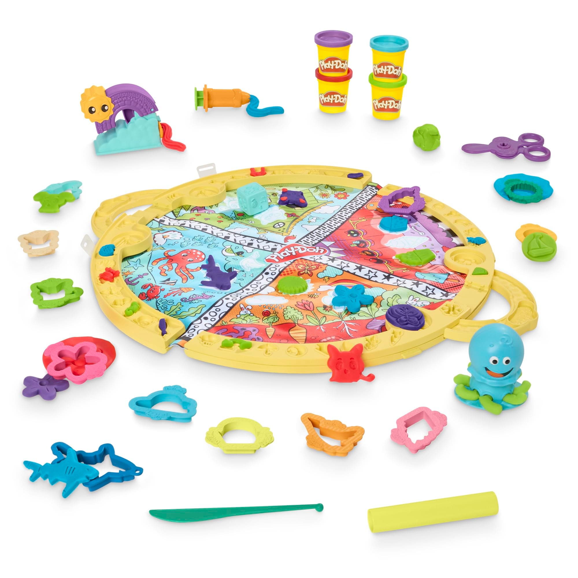 Fold and Go Playmat Starter Playset for Toddlers, Non-Toxic Modelling Compound Set, Creative Toys for 3+ Year Old Kids