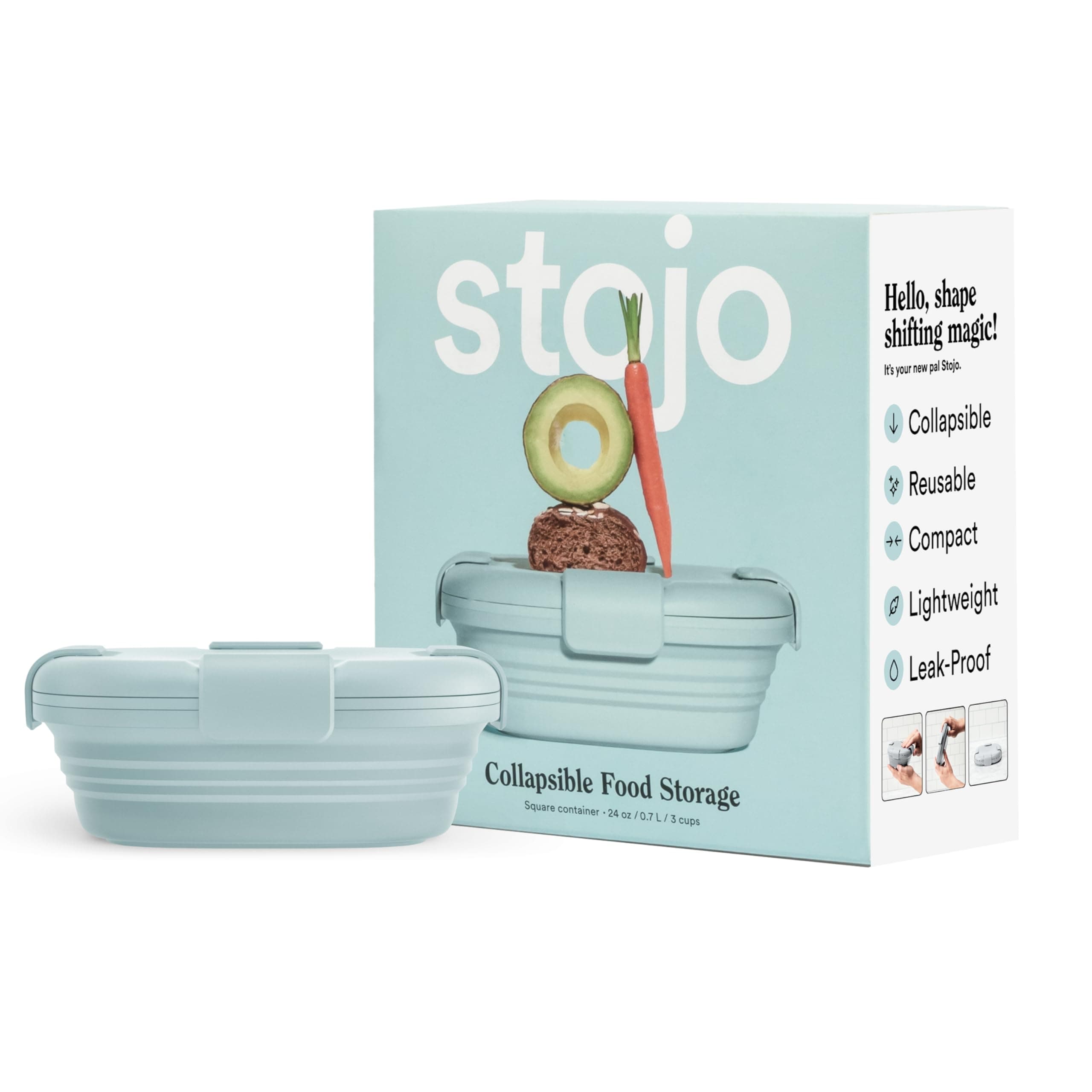 Collapsible Sandwich Box – 24oz, Reusable Food Storage Container, Silicone Bowl for Hot/Cold Food – Meal Prep, Lunch, Camping, Hiking – Dishwasher Safe (Aquamarine, Set of 1)