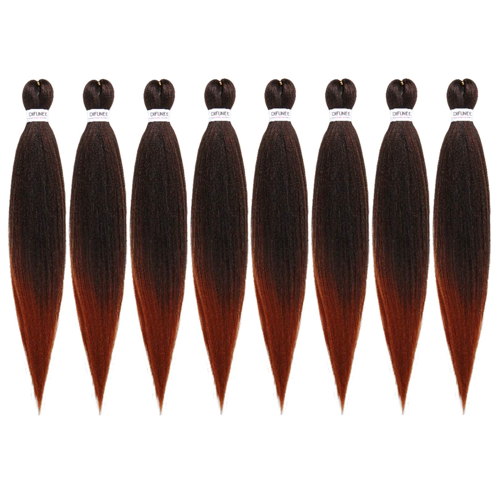 16 inch 8 packs Pre-stretched Braiding Hair Extensions Ombre Brown Hot Water Setting Synthetic Braiding Hair (16", T350)